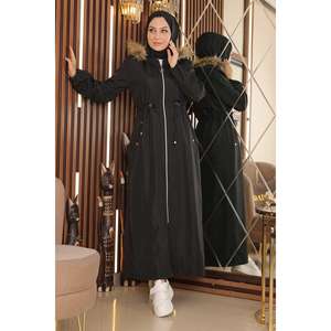 Longue veste trench décontractée à fermeture éclair et lacets, col rond, manches longues, fermeture éclair intégrale - Product Image 4