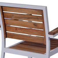 Chaise de jardin minimaliste moderne en aluminium léger et teck pour villa, hôtel, terrasse, meubles d'extérieur