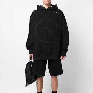 Ropa de invierno Sudaderas con capucha desgastadas para hombres 100% Algodón Fleece Ropa de moda transpirable de secado rápido - Product Image 4