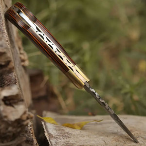 Producto más vendido, cuchillos de caza de plegables de acero de alta calidad Damasco, cuchillo plegable de acero de Damasco con mango de madera de tamaño personalizado - Product Image 2