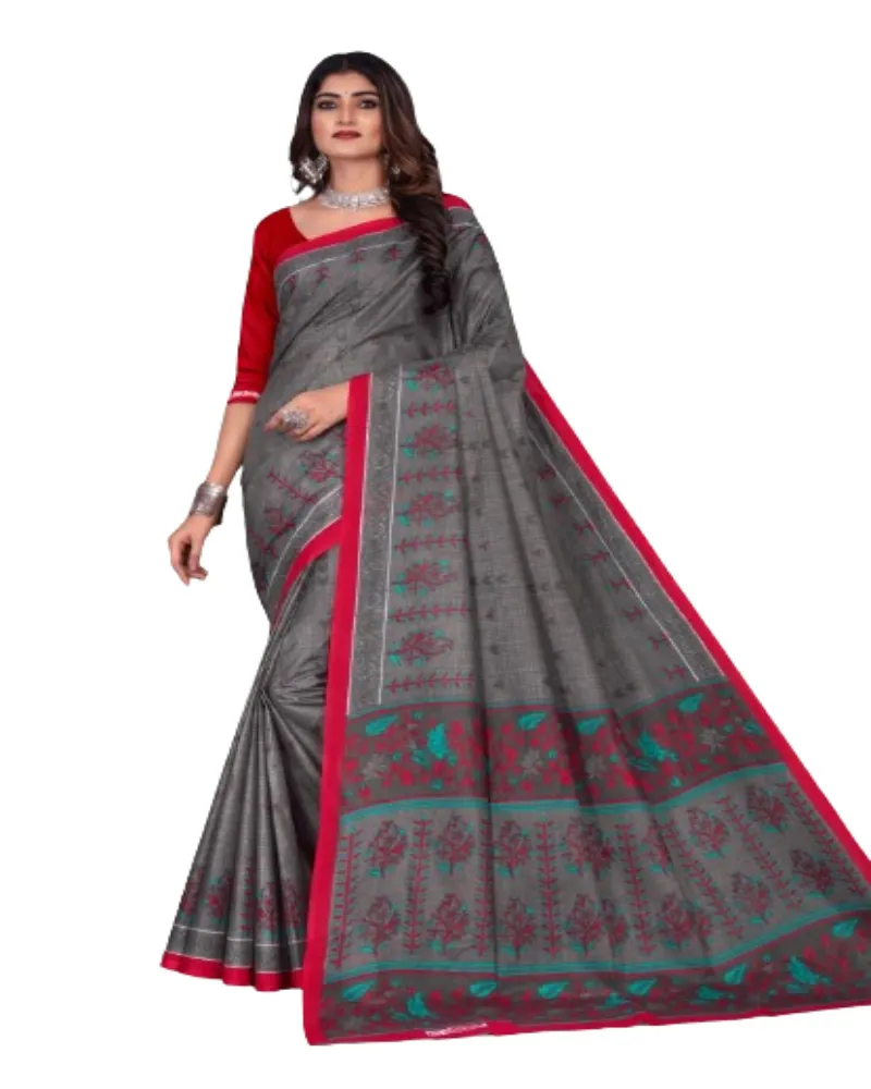 Sehr attraktives aussehen festival kleidung baumwolle bedruckt saree mit bluse stück indische frauen kleidung bester preis großhandel surat