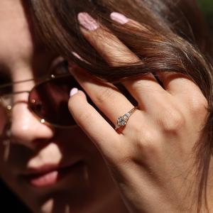 8x6mm Oval Cut White CZ Engagement Ring Three <b>Stone</b> Bridal Jewelry for Women Pear Side Stones Silver Band for Anniversary Gift - Product Image 4