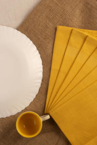 Servilletas de mesa recicladas de alta calidad, servilletas lisas tejidas amarillas para boda, cocina, cena, uso de avión, para restaurantes, hoteles - Product Image 2