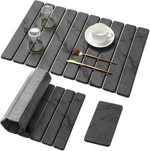 Tappetini Asciugapiatti CF ad Asciugatura Rapida Design Marmo Grigio Pieghevole Assorbente in Terra Diatomacea - Product Image 1