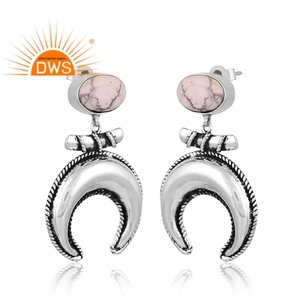 Pendiente colgante de piedras preciosas de howlita Natural de plata de ley oxidada superventas, joyería personalizada para mujer, regalo para ella - Product Image 2
