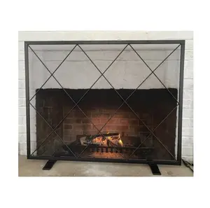 Metal Fireplace Screen with Mesh Cover Baby Safety Fire Guard Screen for Open Fire/Gas Fires/Log Wood Burner