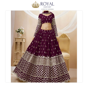 Proveedor Mayorista de Ropa de Novia de Diseño, Ropa India, Georgette con Lentejuelas y Bordado Zari, Lehenga Choli - Product Image 2
