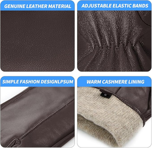 Gants d'hiver élégants en cuir léger de luxe pour hommes avec poignet sécurisé sensation flexible pour la conduite ou la marche - Product Image 3