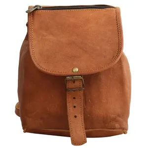 กระเป๋าสะพายหลังหนังแท้คุณภาพสูงทนทานผลิตด้วยมือทำจากหนังแท้100% กระเป๋าเป้สะพายหลังแบบวินเทจสำหรับใส่ไปโรงเรียนและท่องเที่ยว - Product Image 1