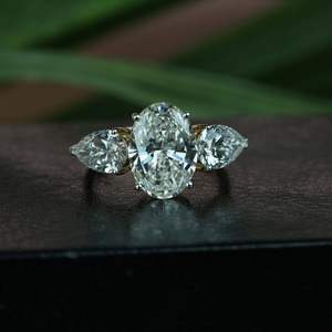 Premium 5.50Ct Lab Grown Diamond Ring Ovale Et Poire Coupe VS1 IGI SGL Certifié Or Rose Or Argent Fiançailles Bijoux De Mariage - Product Image 6