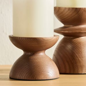 Bougeoirs de pilier en bois de conception minimaliste bougeoirs en bois naturel modernes pour la pièce maîtresse de Table de décoration intérieure - Product Image 2