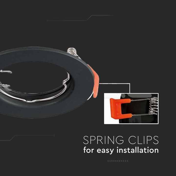 2 PCS LED Spotlight Holder, GU10 MR16 Round Fixed Spotlight Holder with Spring Black Spotlight Fitting SKU-6641 - Lighting /