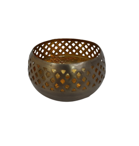 Pot de bougie de couleur de feuille de cuivre de support votif rond de fer de conception standard pour le salon de noël et la décoration de table faits à la main - Product Image 2