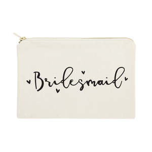 Grande trousse de toilette écologique en toile de coton pour demoiselle d'honneur, avec fermeture éclair, portable et pliable pour le voyage, élégante, avec poignée à motif lettres nationales - Product Image 1