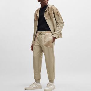 Personalizado 100% algodón hombres invierno Jogger conjunto bordado Etiqueta Privada Sudadera con capucha y sudadera patrón sólido impreso chándal capucha - Product Image 2