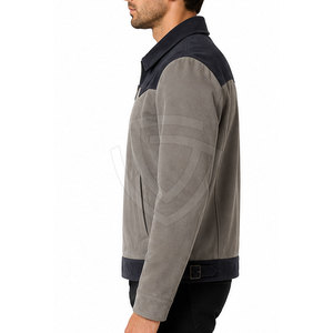 <b>Men</b> <b>Suede</b> Leather <b>Jacket</b> Featuring Soft Texture Button Closure Durable Construction And Stylish Casual Wear - Product Image 5