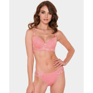 Ensemble de soutien-gorge microfibre rembourré à armatures 550, culotte confortable, décoration à nœud brodé, bonnets emballés, sac, multicolore - Product Image 4