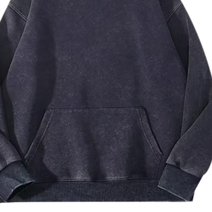 Sweat à capuche ample délavé à l'acide marine pour hommes pull en polaire lourd Streetwear Vintage Logo personnalisé coton épais chaud hiver décontracté - Product Image 2