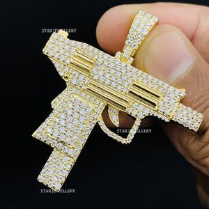 Colgante de Moissanita VVS, Color D, Corte Brillante Redondo, Personalizado, Estilo Hip Hop, Plata de Ley 925, Joyería de Estrella - Product Image 3