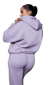 Haute demande 2 pièces femmes surdimensionné poche avant pull à capuche et survêtement à revers ensemble femmes 2 pièces survêtement sweat ensemble - Product Image 5