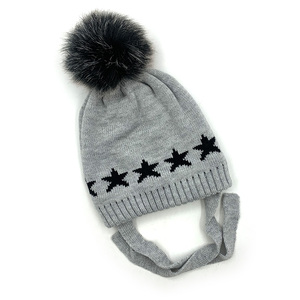 Gorros de Punto Jacquard Bordados Unisex, Gorros de Punto para Bebé con Forro de Felpa Dobby, Gorros de Punto Personalizados para Niños con Pompón - Product Image 4