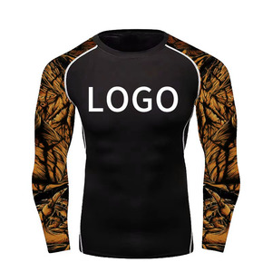 Custom <b>Men</b> BJJ Rash Guard Long Sleeve <b>Compression</b> <b>Shirt</b> UPF 50+ Quick Dry MMA Jiu Jitsu No-Gi Grappling Fight Wear - Product Image 2