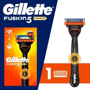 Gillettee Fusion5 Power Men's <strong>Razor</strong> Handle With 1 <strong>Blade</strong> Refill, Orange - Battery-Powered for Smooth Shaving