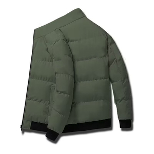 Veste matelassée à col montant pour homme, coupe-vent décontractée d'hiver, fermeture éclair, couleur unie, rembourrage en polyester, coupe régulière - Product Image 4