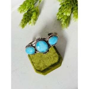 Navajo Handmade Cultural Collectible Sonoran Mountain Turquoise & Sterling <b>Silver</b> <b>Cuff</b> <b>Bracelet</b> - Product Image 4