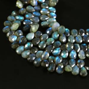 Cuentas facetadas de labradorita brillante en forma de pera de 8x11-9x12 mm, labradorita natural, cuentas sueltas al por mayor para la fabricación de joyería. - Product Image 4