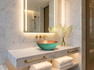 DIVRIS Lavabo en cuivre fait main, vasque simple à poser, style rustique mat, finition laiton patiné vert, facile à nettoyer - Product Image 6