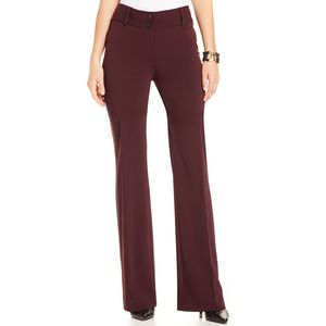 Pantalones Alfani de mujer, corte curvo, efecto adelgazante, corte bootcut, cintura alta, tallas regulares y largas, talla 4, color vino, con función antiarrugas - Product Image 1
