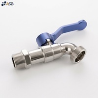Sertifikalı Pirinç Kurşunsuz Uzatılmış Kollu Valf Bahçe Hortumu Musluğu Erkek Dişli Giriş 1/2" 3/4" Pirinç Krom Nikel Watermark