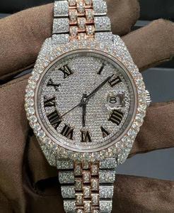 นาฬิกาเพชรโมอิสสีโรสโกลด์14K, นาฬิกาเพชรมอสซาไนต์มีเอกลักษณ์เฉพาะ, นาฬิกาอัตโนมัติ, นาฬิกาสำหรับผู้ใหญ่, สแตนเลสสตีล - Product Image 1