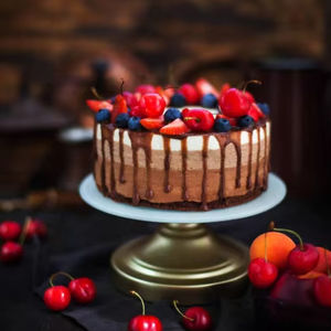 Support à gâteau rond en bois poli fait main, couleur personnalisée, finition élégante, taille sur mesure, utilisation en restaurant pour occasions spéciales - Product Image 1