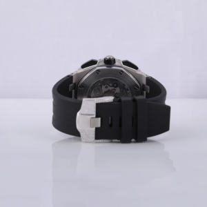 Montre-bracelet pour homme entièrement personnalisée, mécanique, avec cadran noir semi-serti de diamants Moissanite VVS, chronographe artisanal - Product Image 2