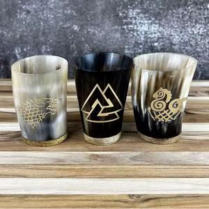 Natural Horn Shot Glass Handmade Eco-Friendly Viking Animal Style Drinking <b>Cup</b> for Whiskey Mead Beer Party Use - Product Image 1