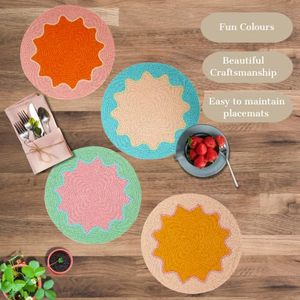 Color Pop Glass <b>Beads</b> for Dining Table Round Pattern <b>Placemat</b>/pad for Wedding Christmas Family Gatherings and Parties - Product Image 1