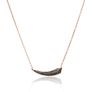 Colgante con Diseño Geométrico y Circonita Negra en Forma de Piedra, Hecho a Mano en Turquía, Chapado en Rodio, Regalo de Plata de Ley 925 - Product Image 1