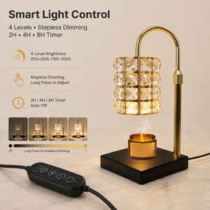 Gold Crystal Candle Warmer Lamp <b>With</b> Stepless Dimming <b>Timer</b> And Adjustable Height For Bedroom Living Room Office - Product Image 3