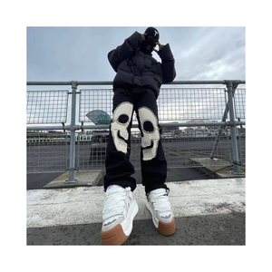 กางเกงวอร์มผู้ชายผ้าฝ้าย100% วินเทจซักกรดมีเชือกผูก - Product Image 4