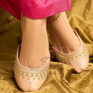 Beautifully Crafted Nude-Pink Color <b>Khussa</b> with Delicate Golden Tilla Work Soft Cushioned Anti-Slippery All Seasons - Product Image 6