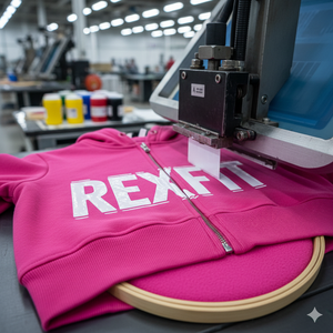 Sweat à capuche Rexfit Sports rose imprimé avec fermeture éclair pour hommes et femmes, impression personnalisée sur la poitrine, molleton premium, streetwear, vente en gros - Product Image 5