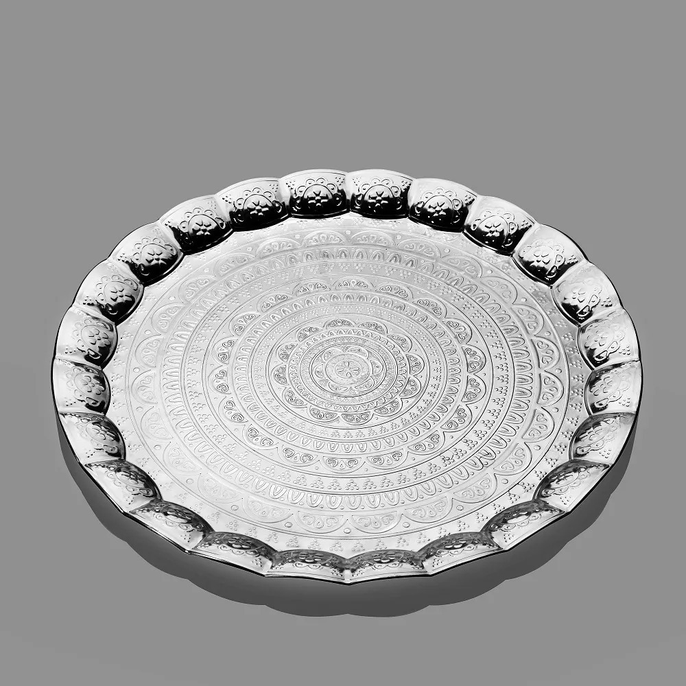 QUARKZMAN Lot De 6 Assiettes En Acier Inoxydable 30cm - Assiettes Rondes Métal Argentées Pour Dîner, Desserts Et Service