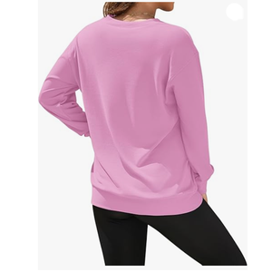 BD <b>Womens</b> Long Sleeve Casual Fall <b>Sweatshirt</b> <b>V</b> <b>Neck</b> Hoodless Pullover Tops Pockets Terry Fabric Winter Printed Design Front Logo - Product Image 2