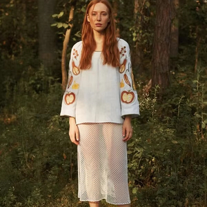 Tenue de soirée la plus vendue Robe midi courte à manches longues sexy et élégante pour femme style brodé ethnique mexicain pour femme - Product Image 1