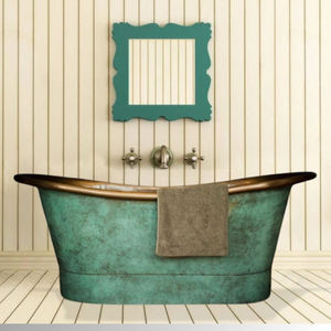Handcrafted Designer Luxury Freestanding Copper Bathtub Custom Patina Finish Made-to-Order for Architects Luxury Boutique Hotels - Product Image 1