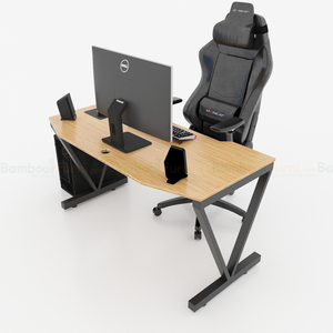 GBamboo GB38010-V-Shaped Leg Gaming <b>Desk</b> 70x140cm Wooden and Plastic Material MDF Melamine Surface <b>Extendable</b> Computer <b>Desk</b> - Product Image 2