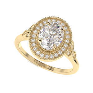 Bague de fiançailles de style halo en diamant ovale pour elle - Product Image 2