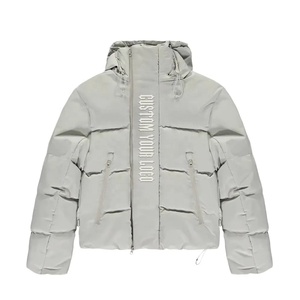 OEM Custom Embroidered Warm Thicken Hooded Puffer Jacket Quilted Padded Detachable Hood Puffer <b>Coat</b> Jacket - Product Image 2